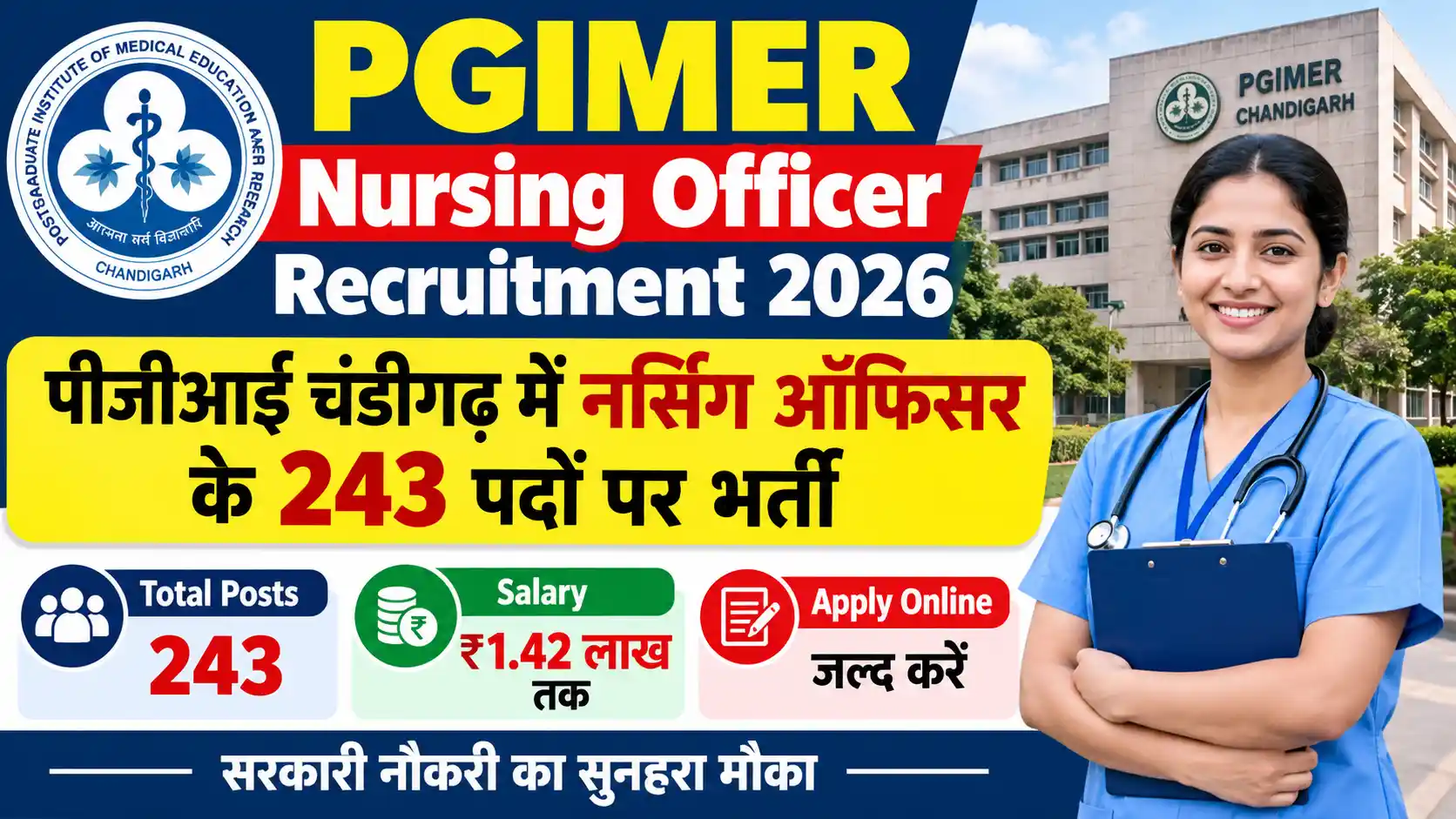 PGIMER Nursing Officer Recruitment 2026